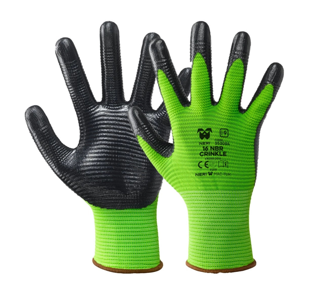 GUANTO PROFESSIONALE 'NBR CRINKLE' NERI Tg. 9 - 12 paia- NERI