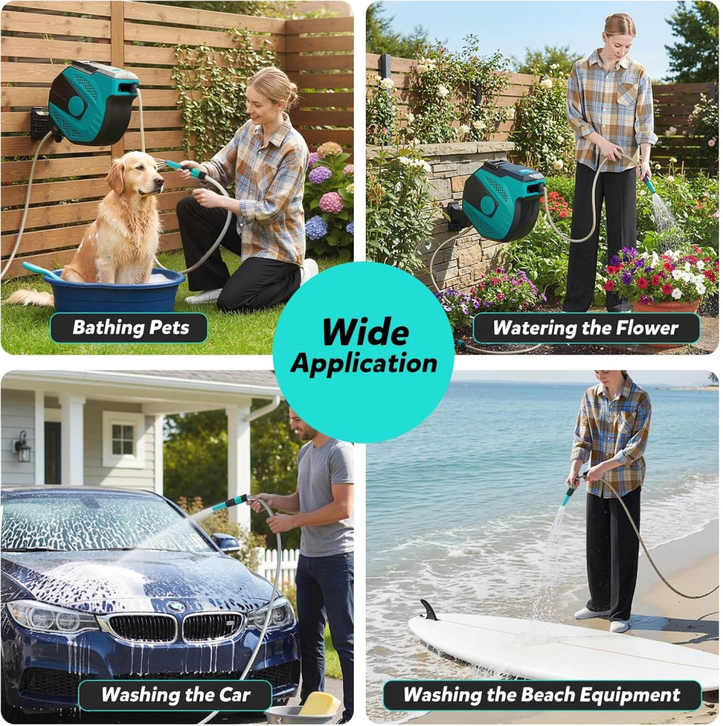 Avvolgitubo da Giardino Automatico a Muro, Tubo in PVC 20/30 M con Tubo di Alimentazione 2 M, Supporto Girevole a 180°, Ritorno Lento, Avvolgitubo Acqua Retrattile con Ugello Spray (20 M)