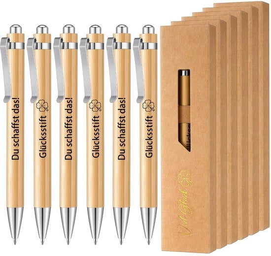 Set di Pennarelli di Ispirazione da 6 - Pennarelli di Legno - Scatole di Regalo - Pennarelli Inspiratori - Materiali da Scrivere - 14 cm di Lunghezza