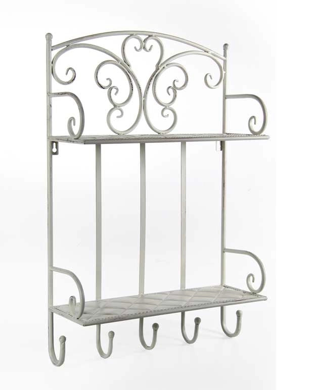 MENSOLA APPENDINO IN METALLO CON 5 GANCI 42X15X64 CM IN COLORE BIANCO
