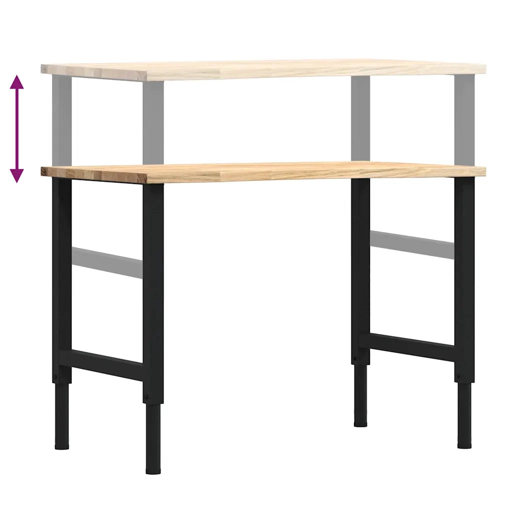 Banco da Lavoro 100x60x(71,5-98) cm Legno Massello Rovere