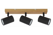 Plafoniera scandinava Quentin 3 spot GU10 nero/legno