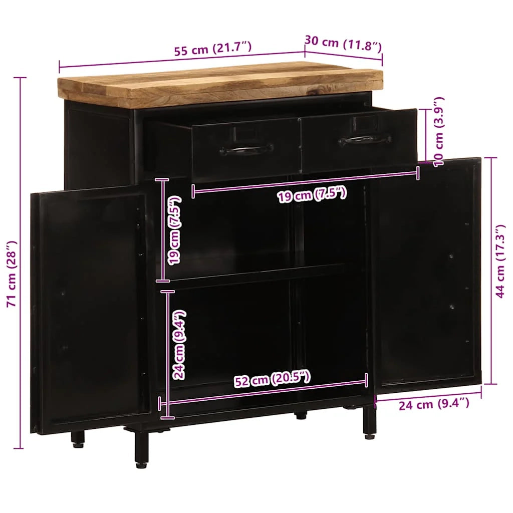 Credenza buffet cassettiera mobile contenitore organizer cucina soggiorno soggiorno 55 x 30 x 71 cm legno massello di mango marrone 02_0029586
