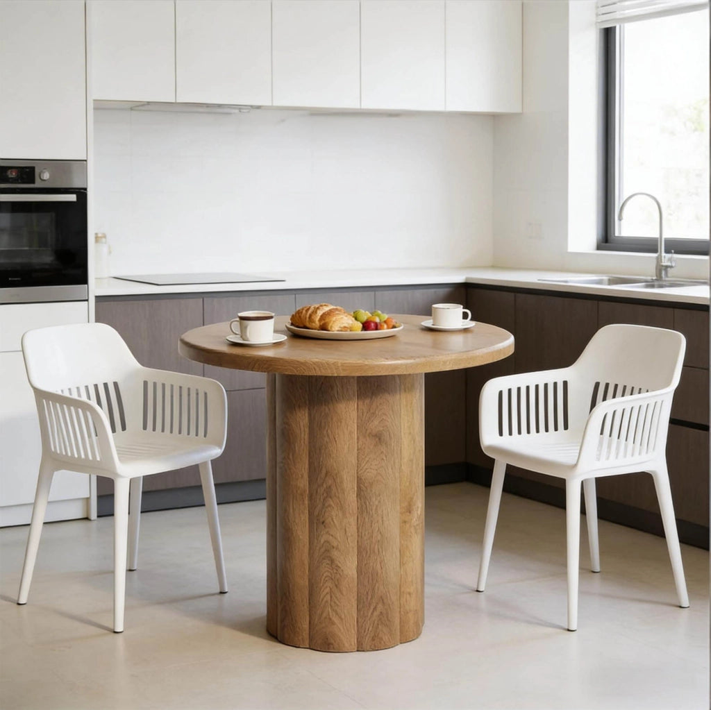 Tavolo rotondo ULEVR 80x80 cm in MDF marrone, per riunioni e conferenze, portata 90 kg