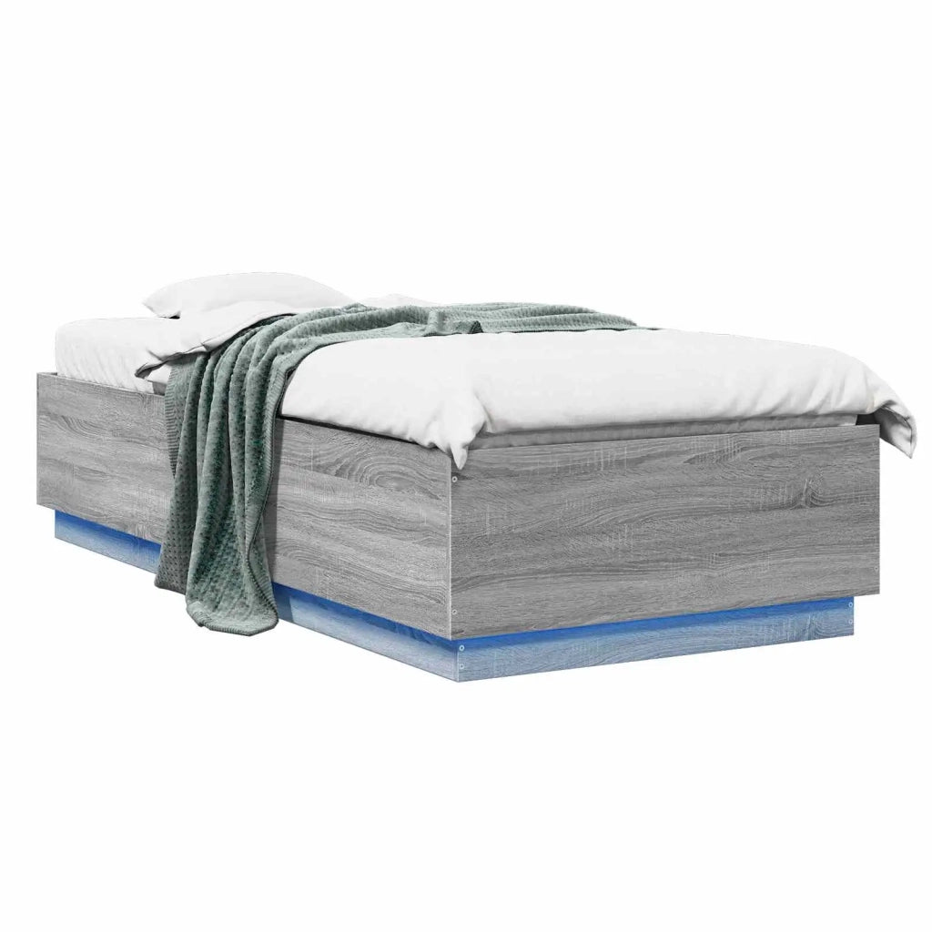 Letto con LED Sonoma grigio 80 x 200 cm Legno ingegnerizzato 3429569