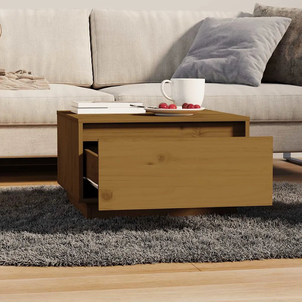 Tavolino da Salotto-Tavolino da soggiorno-Tavolo ambra 55x56x32 cm in Legno Massello di Pino