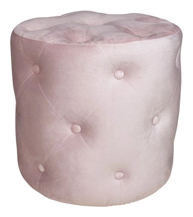 Pouf in velluto capitonné rosa, poggiapiedi - Honey - PO19HO