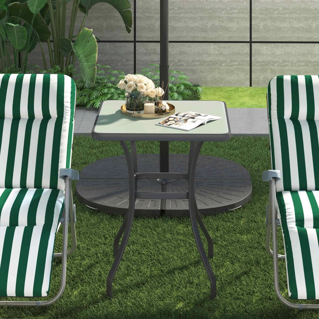 Tavolo da giardino ¨C zephmum ¨C Grigio, Metallo, Vetro temperato, 68x68x84 cm