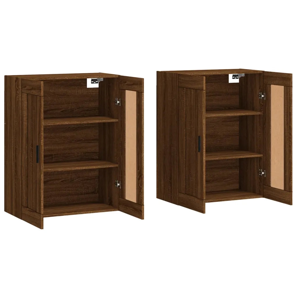 Armadietti a Parete 2 pz Rovere Marrone in Legno Multistrato 3198040