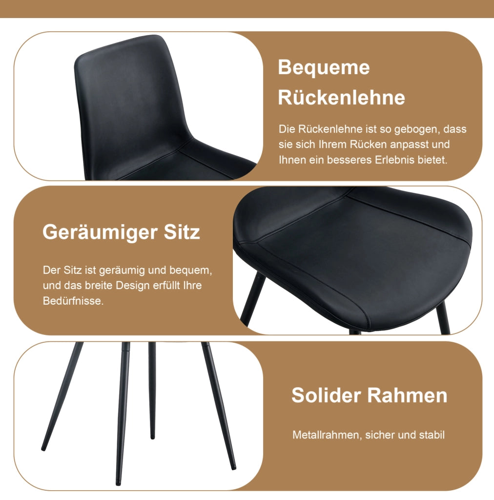 Set tavolo rotondo Ø100 cm con sedie, marrone e nero