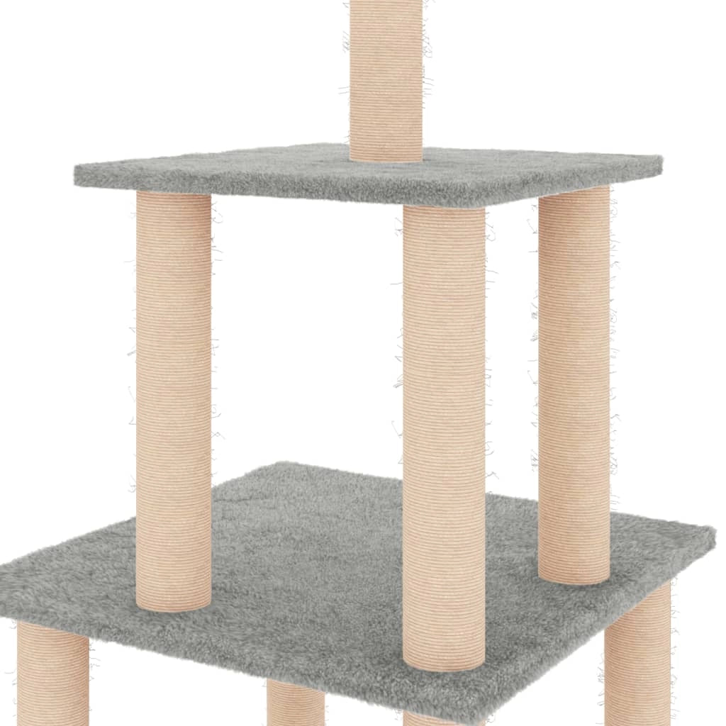 Tiragraffi per gatti torre per arrampicata giocattolo piattaforma per arrampicata con tiragraffi in sisal leggero 111 cm grigio 02_0022552