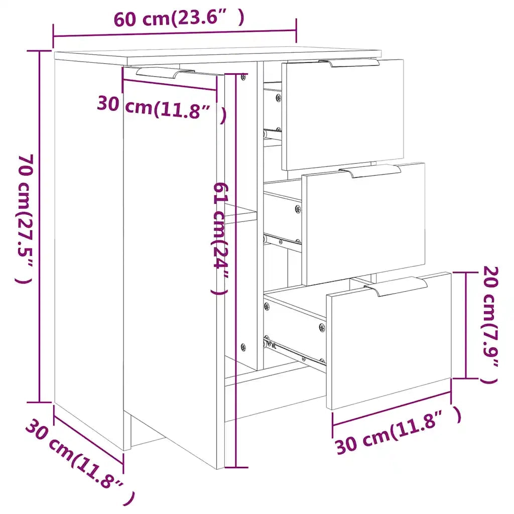 Credenza-Buffet-Armadio da cucina Rovere Fumo 60x30x70 cm in Legno tecnico 801822