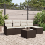 Set divani da giardino 5 pezzi con cuscini grigi in polyrattan