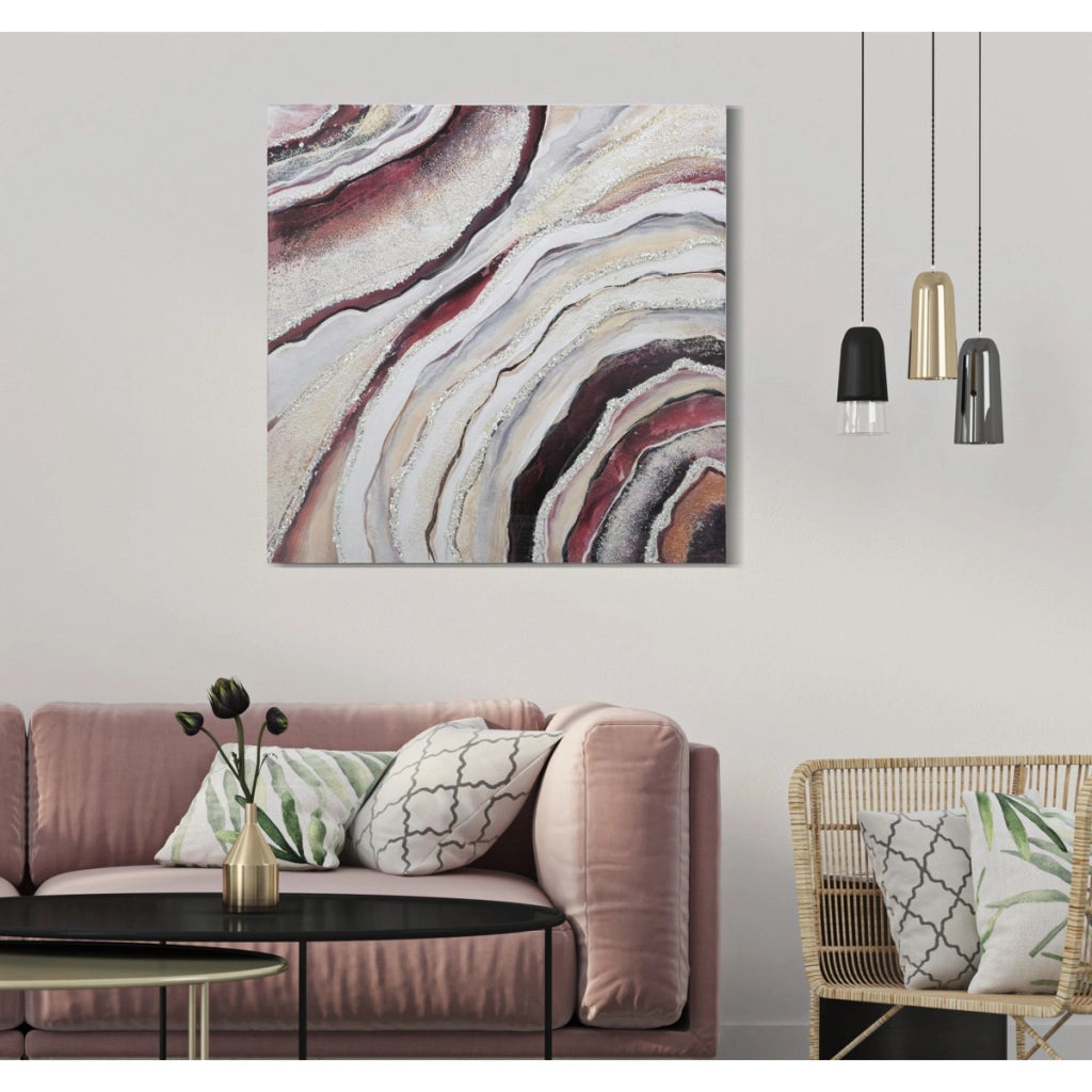 Stampa su Tela Marmo 8, Multicolore, Legno, 80x2,8x80 cm
