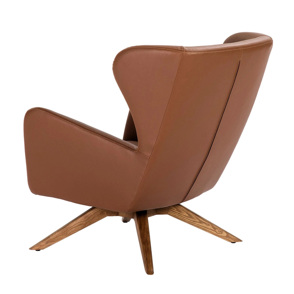 Poltrona girevole in ecopelle marrone