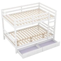 Letto a castello per bambini 6+ anni, 140x200 cm, con 2 cassetti, senza materasso, Bianco