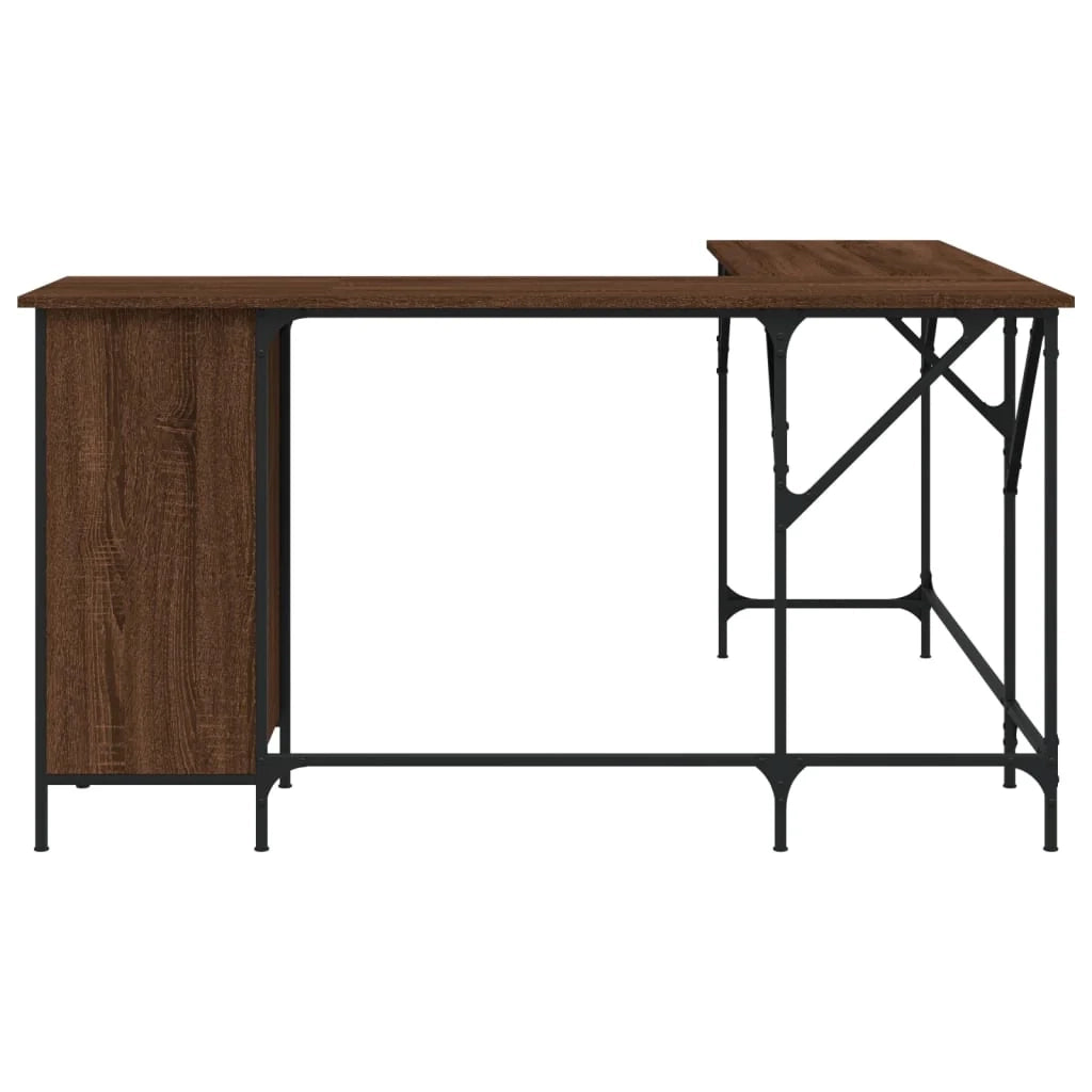 Scrivania tavolo postazione di lavoro mobile per computer studio rovere 141 x 141 x 75 cm legno ingegnerizzato marrone 02_0023621