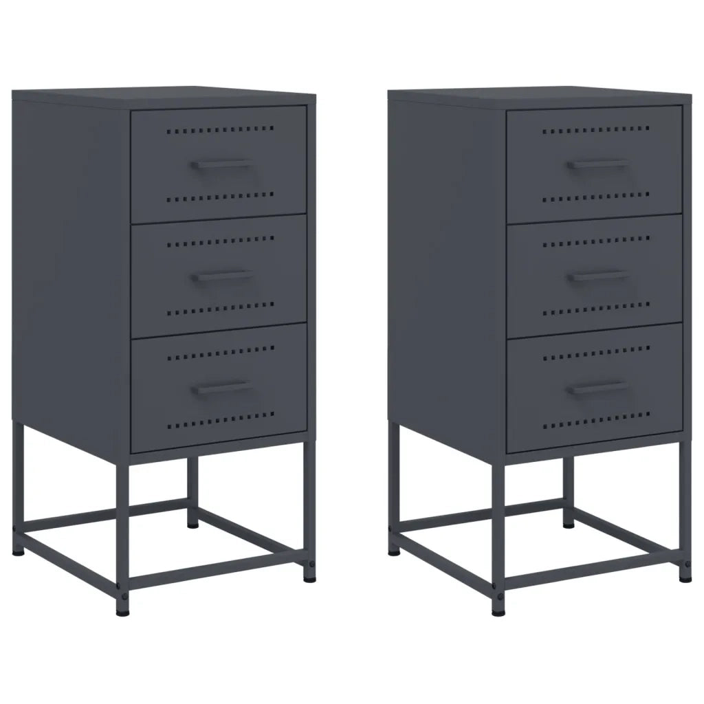 Comodini 2 pz-Set di 2 Tavolino da notte Antracite 36x39x78 cm in Acciaio 450961