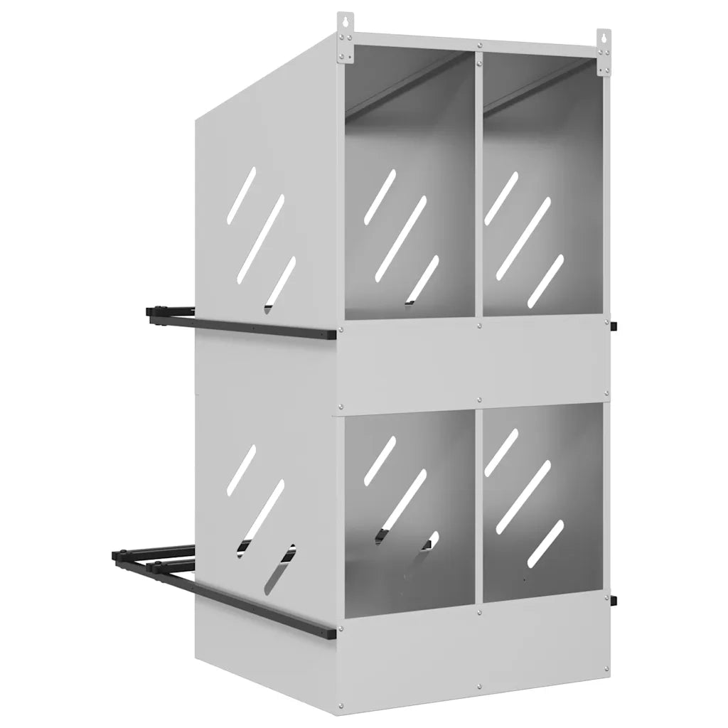 Nido per Polli con 4 Scomparti in Metallo Galvanizzato Argento CFW6930014