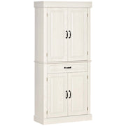 Credenza Alta 80x35x180 cm 2 Armadietti 1 Cassetto Bianco