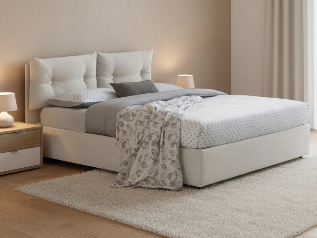 Arieta, Letto Piazza e Mezza Materasso Incluso Made in Italy, Bianco