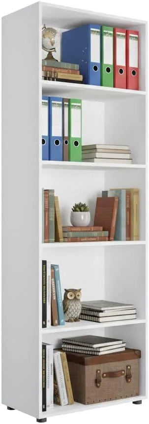 LIBRERIA 5 VANI BIANCO OPACO PER STUDIO, CAMERETTA L.69 P.35 H.200 cm