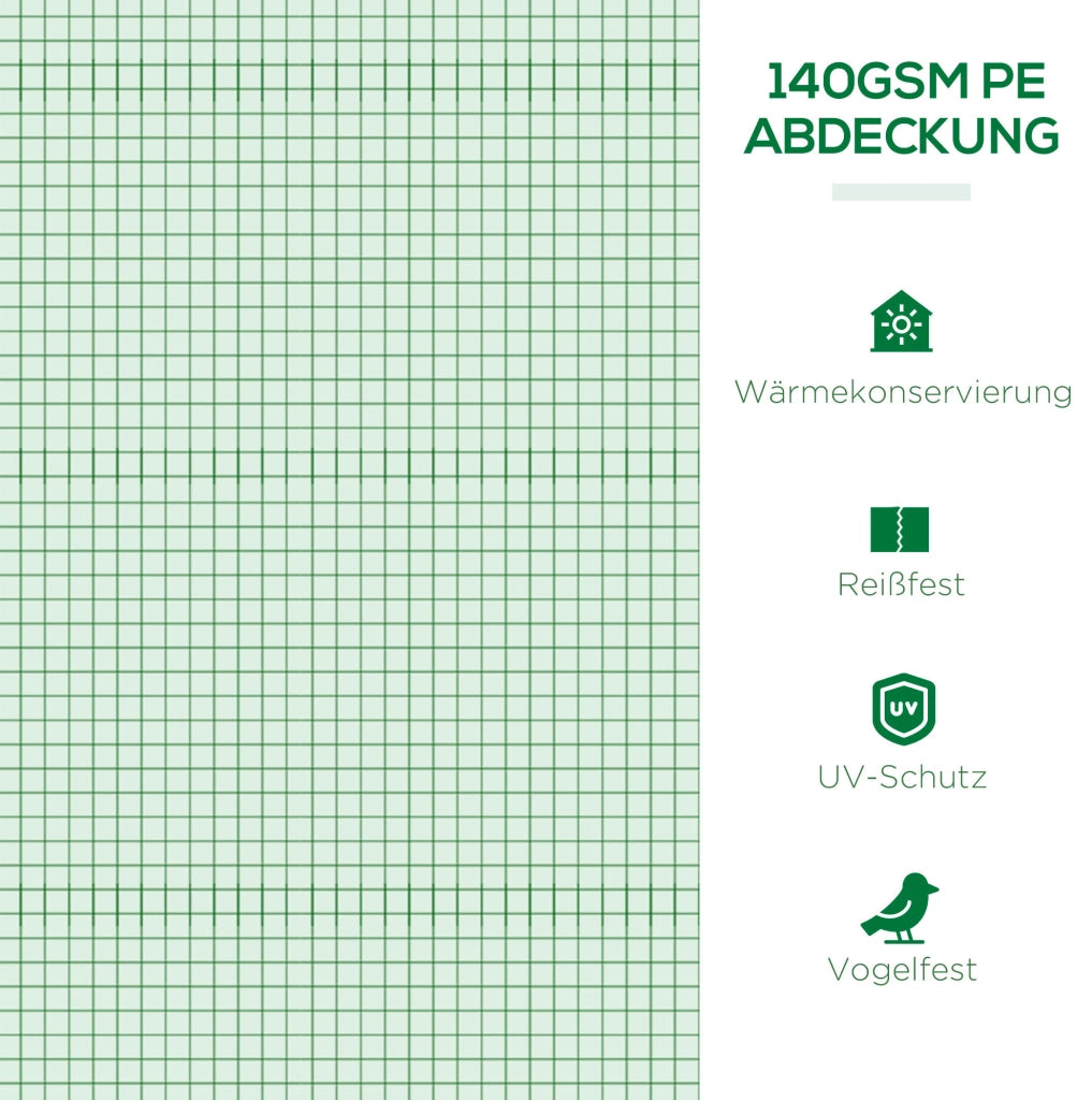 Mini serra da esterno verde 200 x 80 x 45 cm con 4 finestre in rete