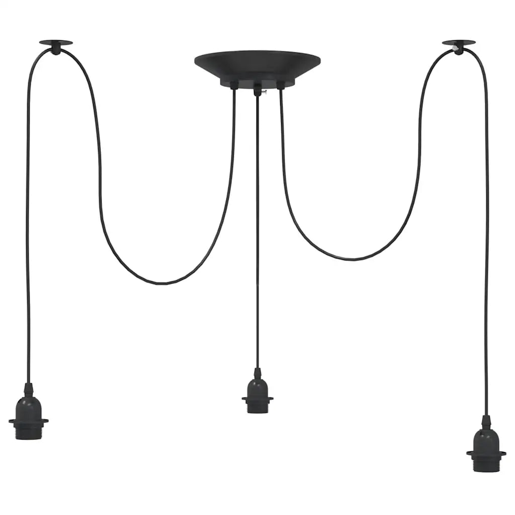 Lampada a Sospensione con 3 Portalampada E27 in Metallo Nero CFW6806044