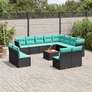 Set Divani da Giardino 13pz con Cuscini Nero in Polyrattan 3256260