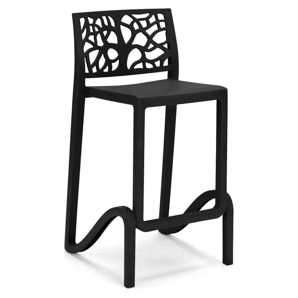 Set 2 sgabelli in polipropilene TETI altezza seduta 75cm, impilabile, idrorepellente, resistente ai raggi UV, design moderno e innovativo, ideale per la cucina, la veranda o giardino colore Ghisa