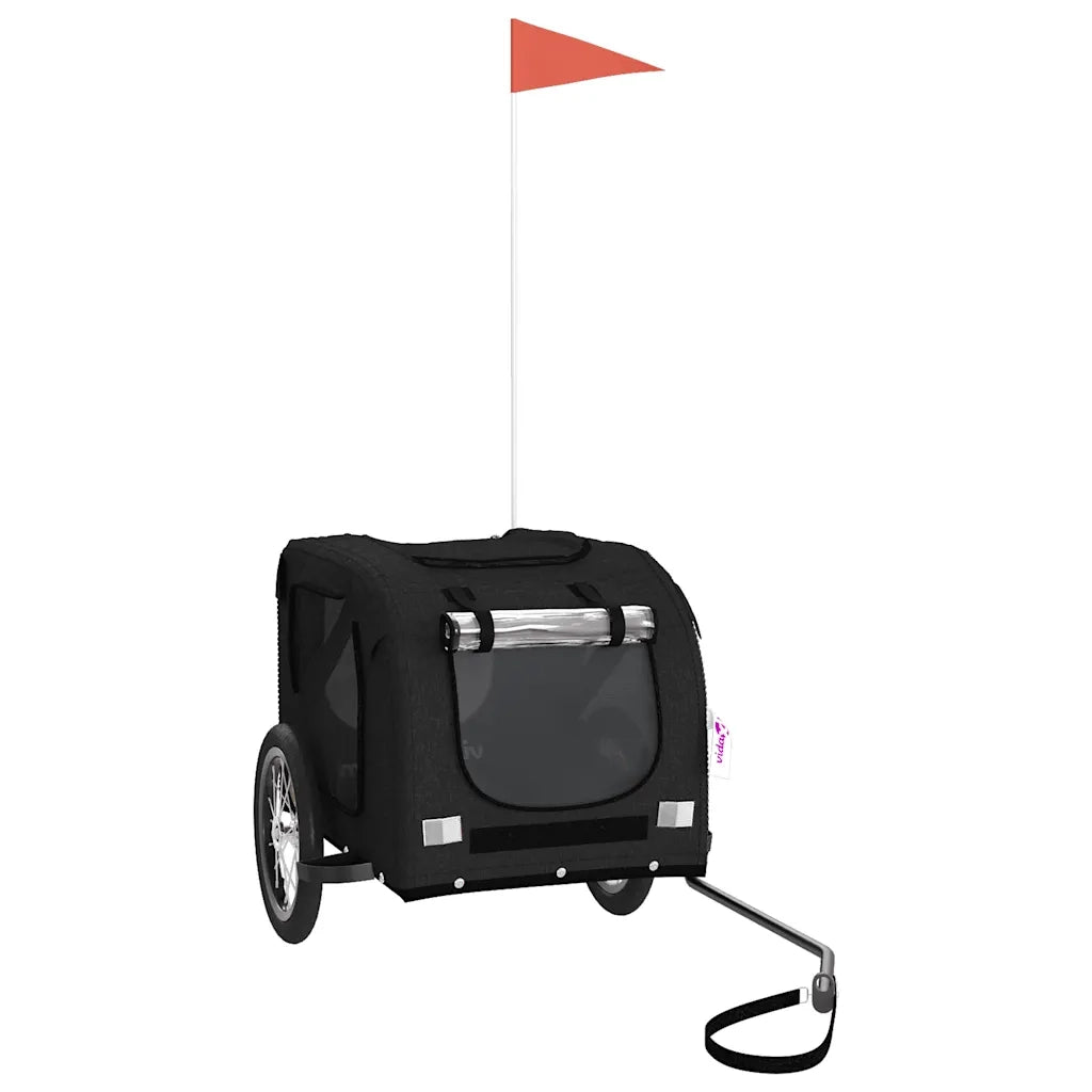 Rimorchio da Bici per Animali Nero Oxford e Ferro CFW5603788