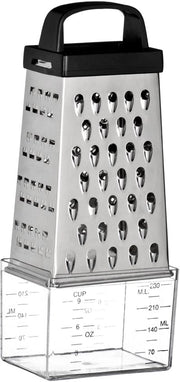 Raspia quadrata 16,5 cm con impugnatura nera e contenitore di raccolta, H22 x B9 x D7 cm