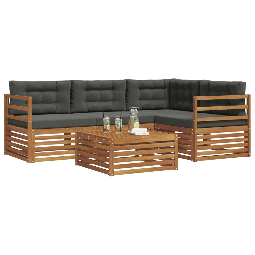 Set di divani da esterno con cuscino 5 pcs Naturale e Antracite 3373402