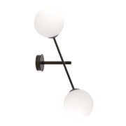 Applique 2 Luci Yama In Acciao Nero Con Bracci Regolabili E Vetro Opale