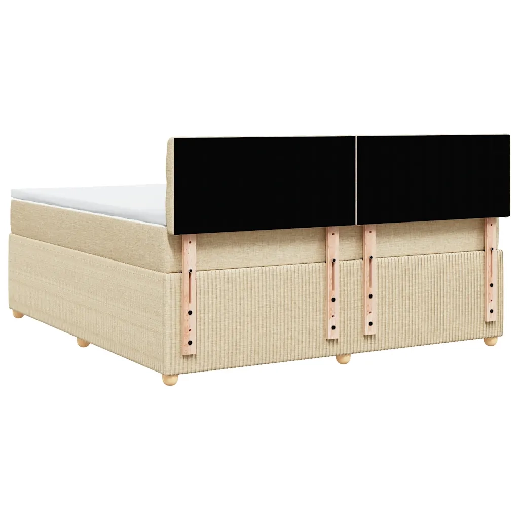 vidaXL Giroletto a Molle con Materasso Crema 180x200 cm in Tessuto