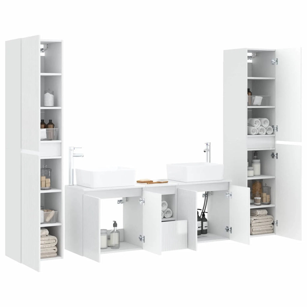 Set di mobili per il bagno 5 pz Bianco Lucido 3406037