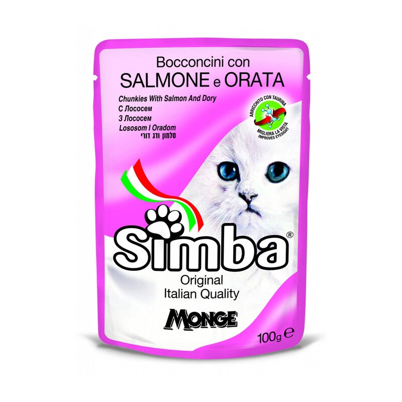CIBO GATTO MONGE SIMBA 100 G SALMONE E ORATA- 24,0 pz