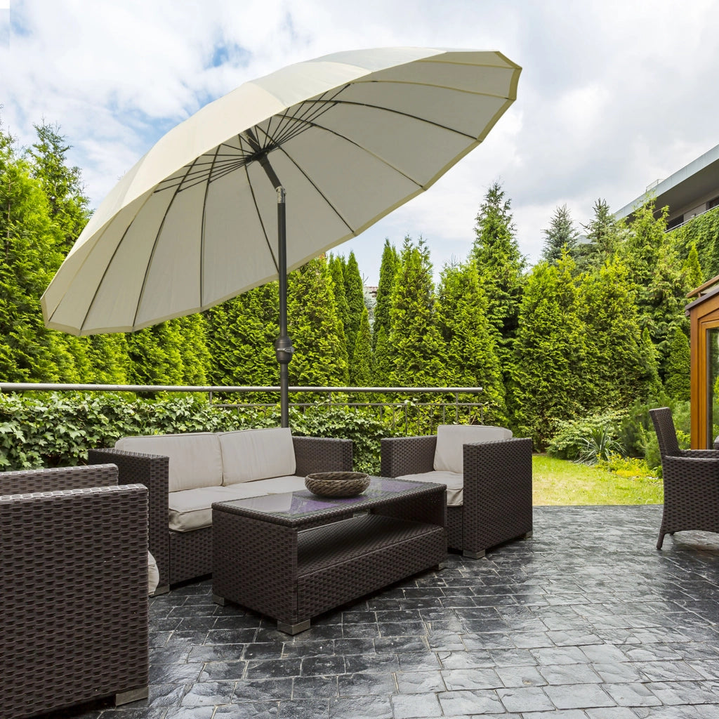 Parasole da giardino rotondo inclinabile ¨C zephmum ¨C 2.5 m beige metallo fibra di vetro