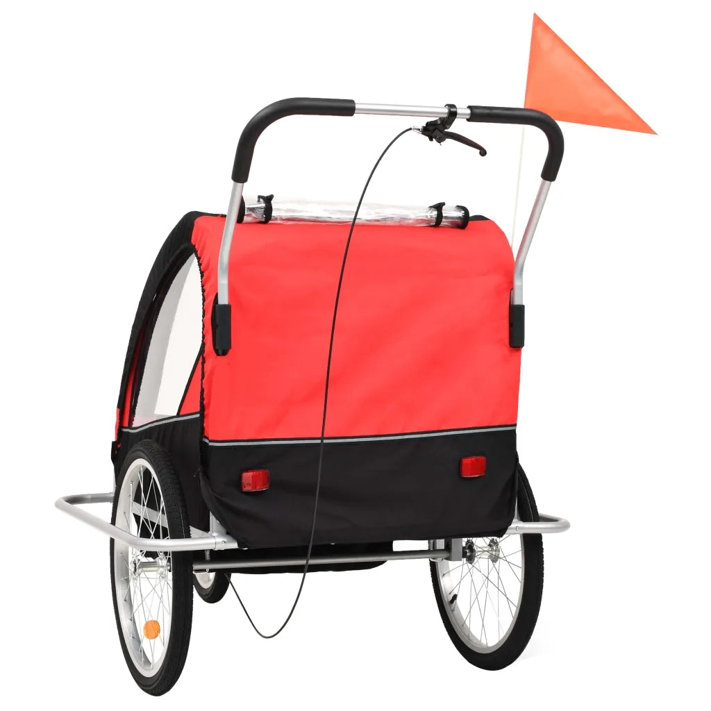 Rimorchio per Bici e Passeggino 2 in 1 Nero e Rosso 91375