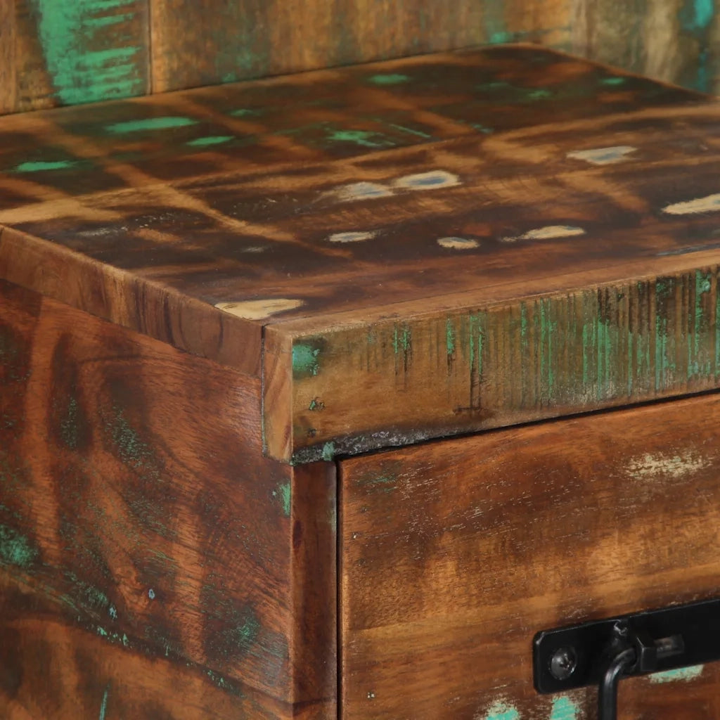 Comodino Multicolore 60x32x80 cm in Legno Massello Recupero 4017531