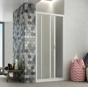 Box Porta Doccia Acrilico 2.2 MM 1 Lato Apertura Scorrevole Telaio PVC Bianco - Misura 110-120 x 185h 