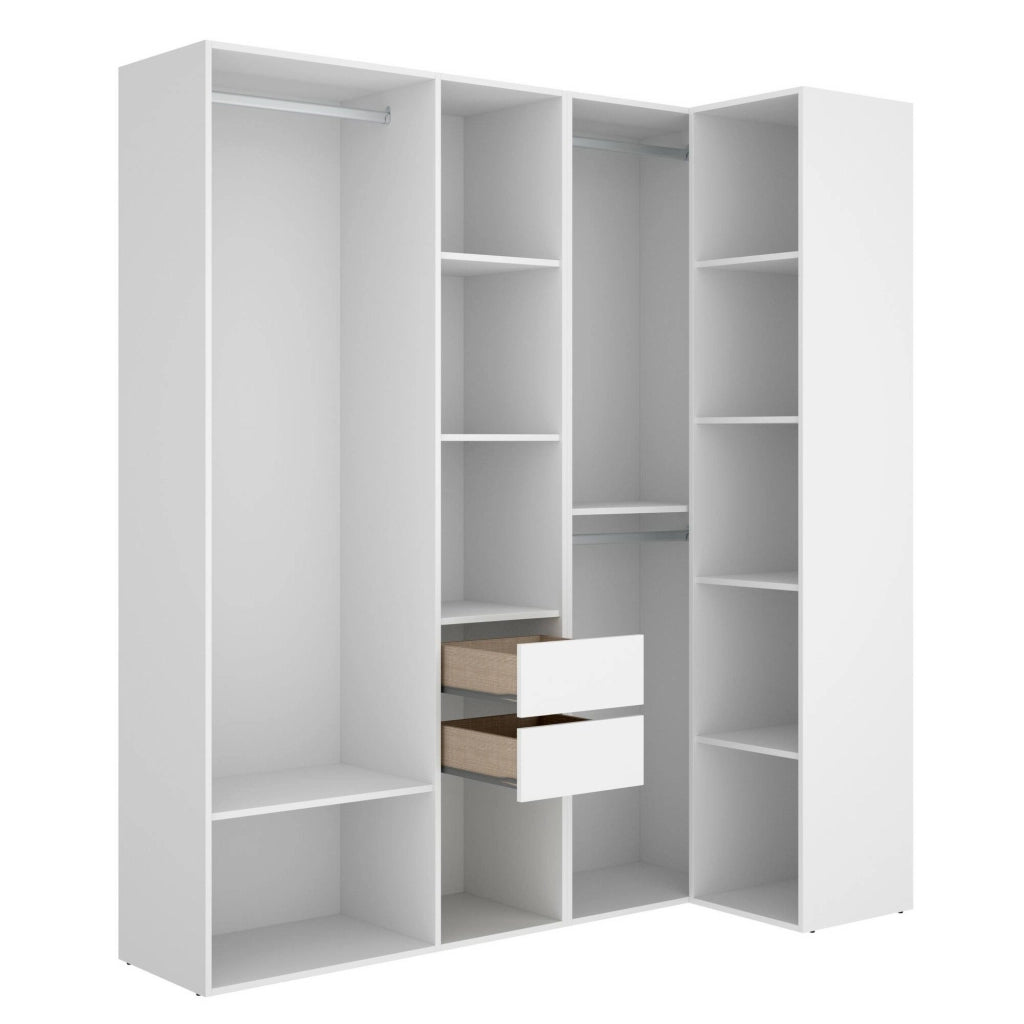 Guardaroba grande Onyok, Mobile camera da letto, Cabina armadio portabiti, Armadio appendiabiti, 183x85 h205 cm, Bianco e Rovere