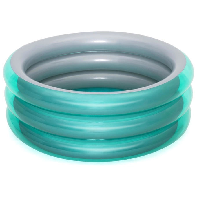 Bestway piscina gonfiabile tonda 51041, 3 anelli, effetto metallico, diametro 152 cm, altezza 51 cm, 445 L, blu