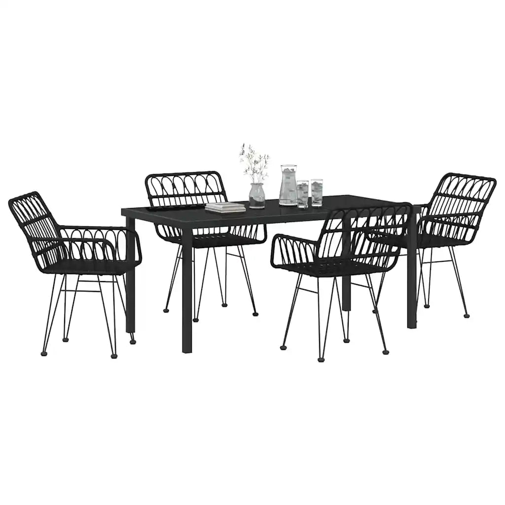 Set da Pranzo per Giardino 5 pz | Set Salotto da Giardino Nero