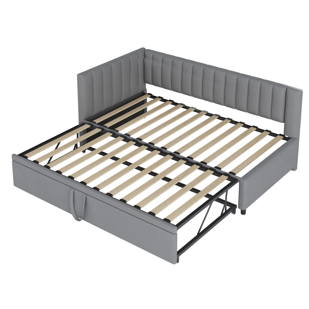 DESMIU Divano letto 90 × 200 cm 1 posto con letto estraibile, schienale e testiera, senza materasso, in velluto grigio