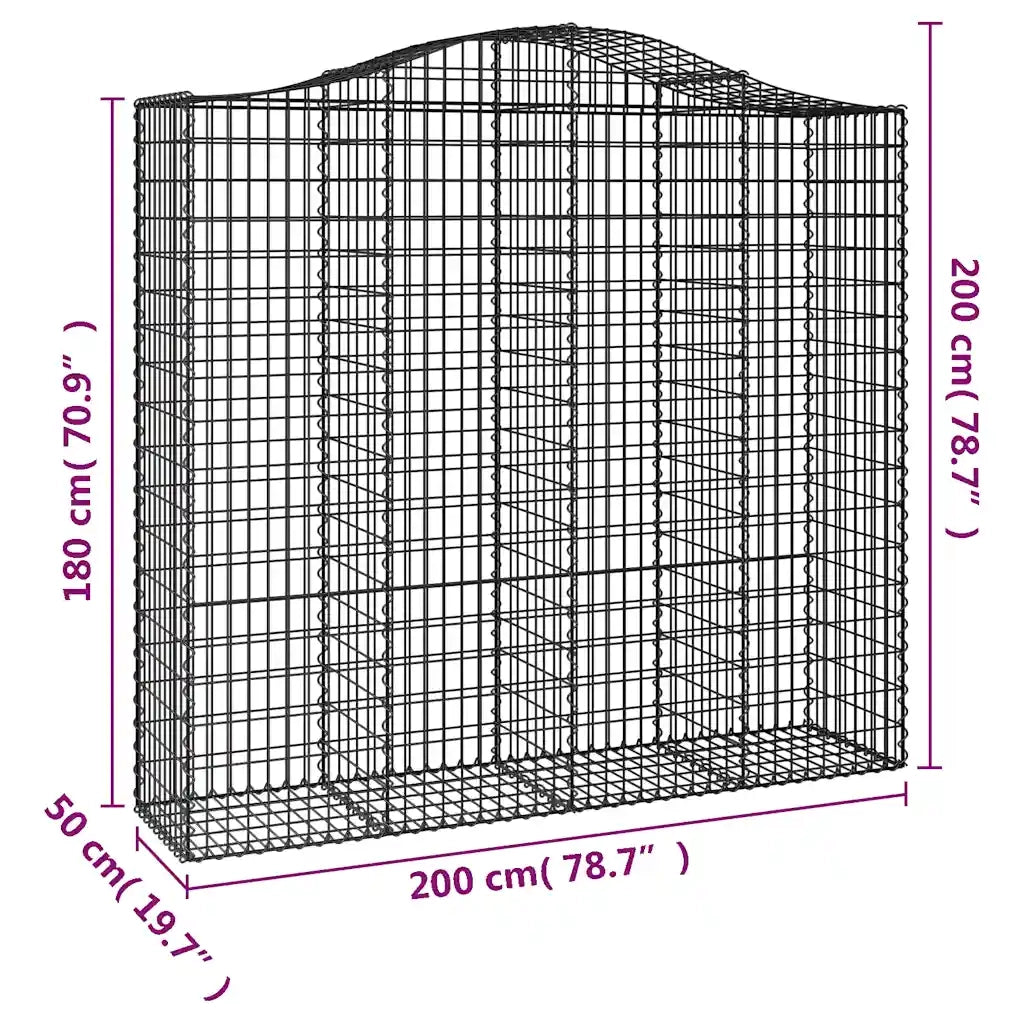 Cesti Gabbioni ad Arco 2 pz 200x50x180/200 cm Ferro Zincato 3145724