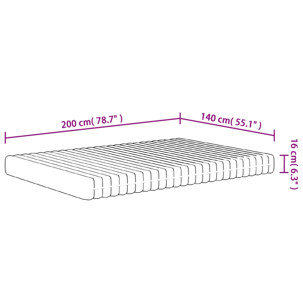 Materasso in Schiuma Mediamente Morbido-Materasso per Letto 140x200 cm 426326
