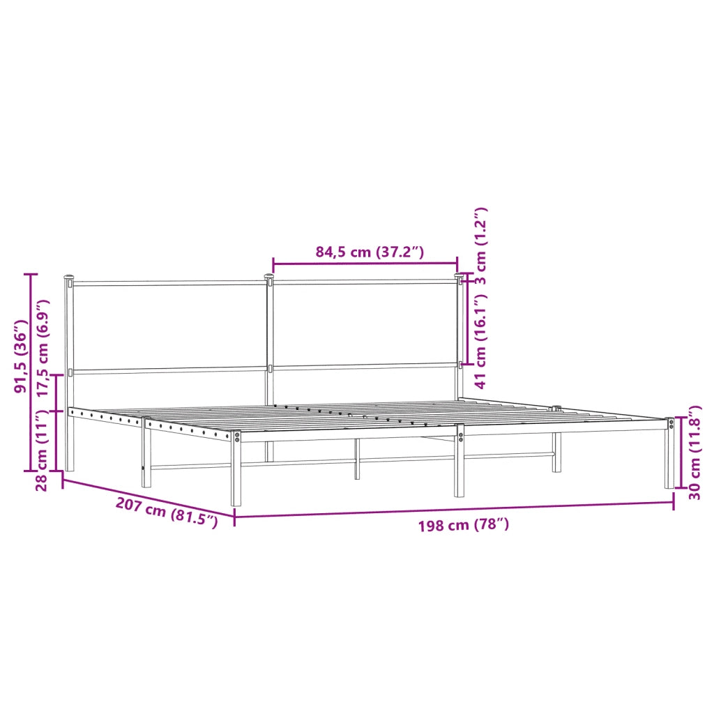Giroletto senza Materaso in Metallo Rovere Fumo 193x203 cm 4007673
