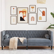 Divano Chesterfield con Rinforzi 3 Posti-Sofa 3 Posti-Divanetto Grigio Scuro Velluto