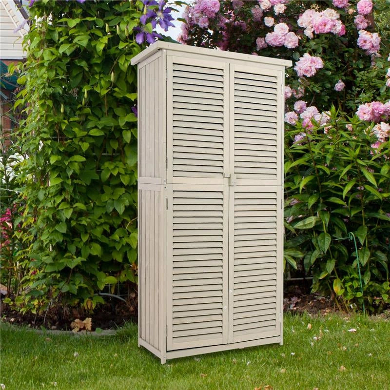 CAPANNO PER UTENSILI DA GIARDINO CON 4 SCOMPARTI IN LEGNO DI ABETE 87X46,5X160CM